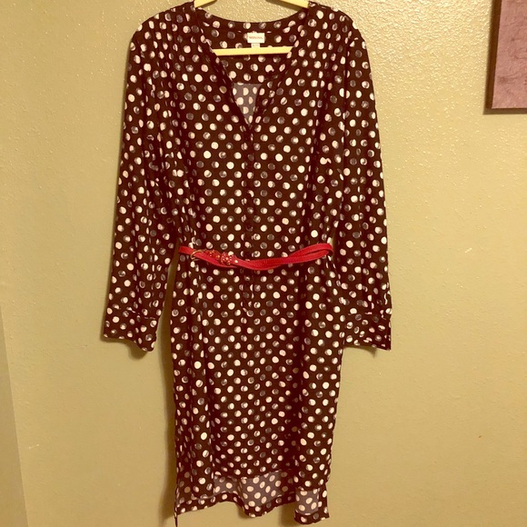 Merona Dresses & Skirts - XXL Merona Polka Dot Belted Shirt Dress